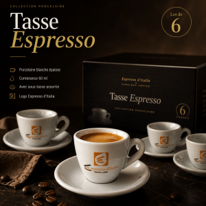 Kit 6 tasses et sous-tasses à café Espresso D’Italia