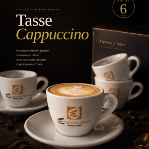 Espresso D’Italia – Kit de 6 tasses à cappuccino et sous-tasses