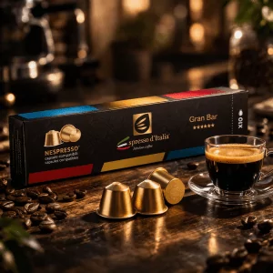 Capsules compatibles Nespresso Gran Bar Espresso d'Italia - Boîte 10 capsules - Torréfaction italienne intensité 6