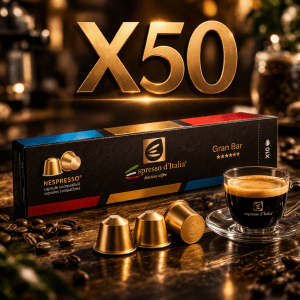 Pack Maison 50 capsules compatibles Nespresso Gran Bar Espresso d'Italia - 5 boîtes - Torréfaction italienne intensité 6