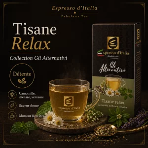 Tisane Relax en sachets - Camomille, mélisse, verveine - Espresso d'Italia